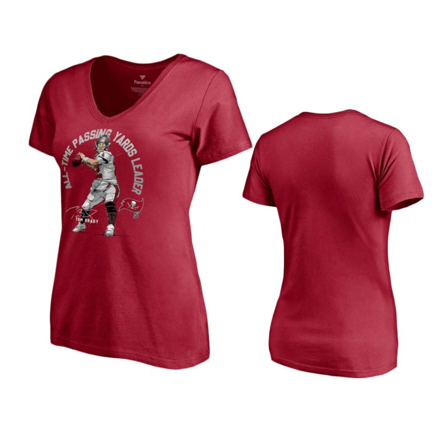 women tom brady buccaneers red nfl all time passing yards leader t shirt