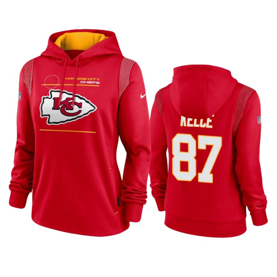 women travis kelce chiefs red sideline performance pullover hoodie