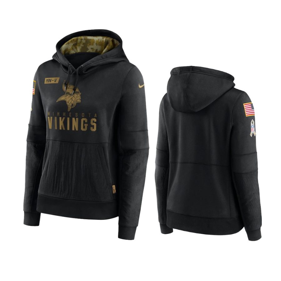 women vikings black 2020 salute to service pullover hoodie