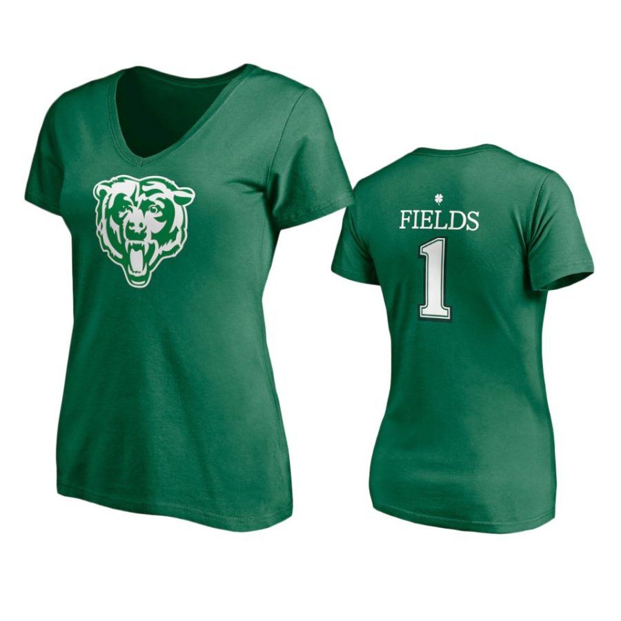 women womens bears justin fields kelly green st. patricks day player icon t shirt