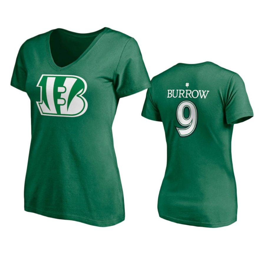 women womens bengals joe burrow kelly green st. patricks day player icon t shirt