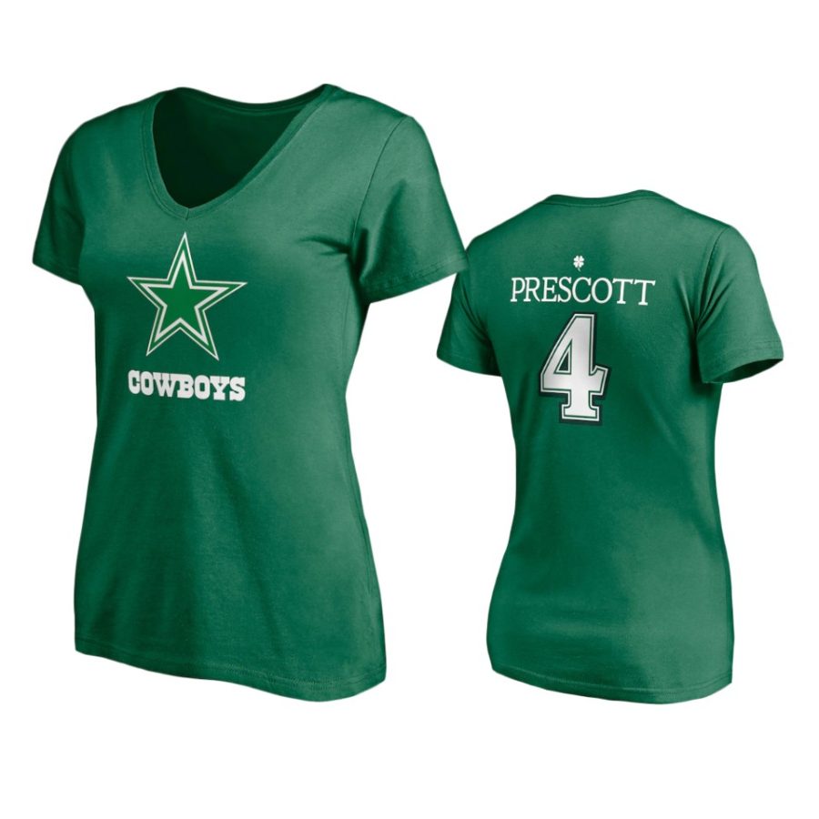 women womens cowboys dak prescott kelly green st. patricks day player icon t shirt