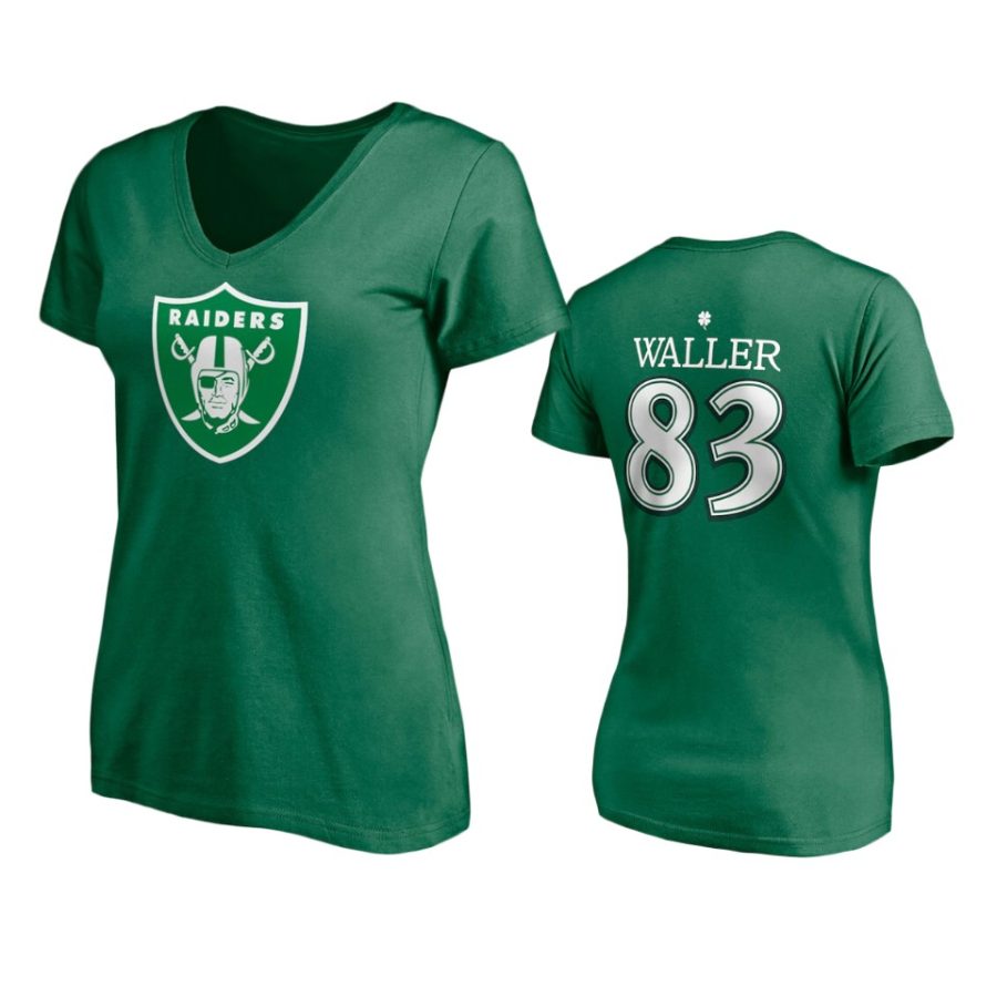 women womens raiders darren waller kelly green st. patricks day player icon t shirt