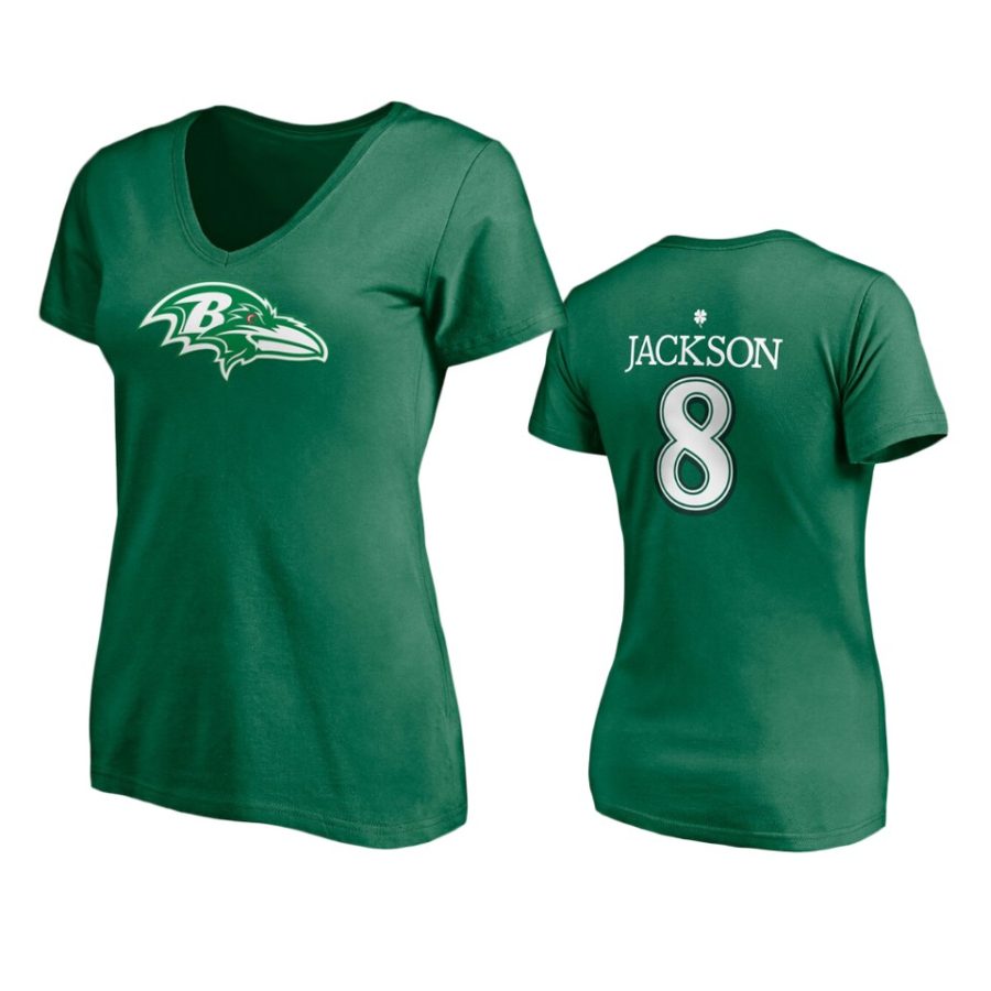 women womens ravens lamar jackson kelly green st. patricks day player icon t shirt