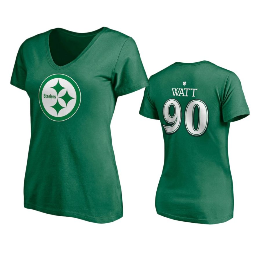 women womens steelers t.j. watt kelly green st. patricks day player icon t shirt