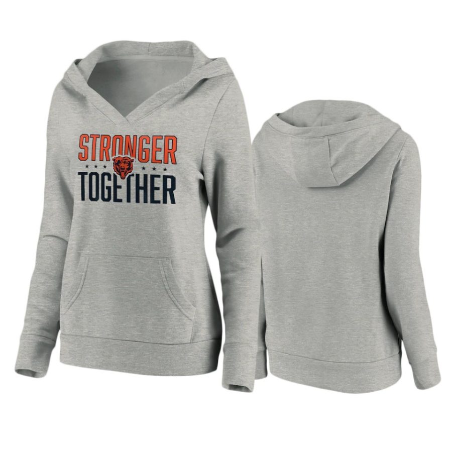 womens bears heather gray stronger together crossover neck hoodie