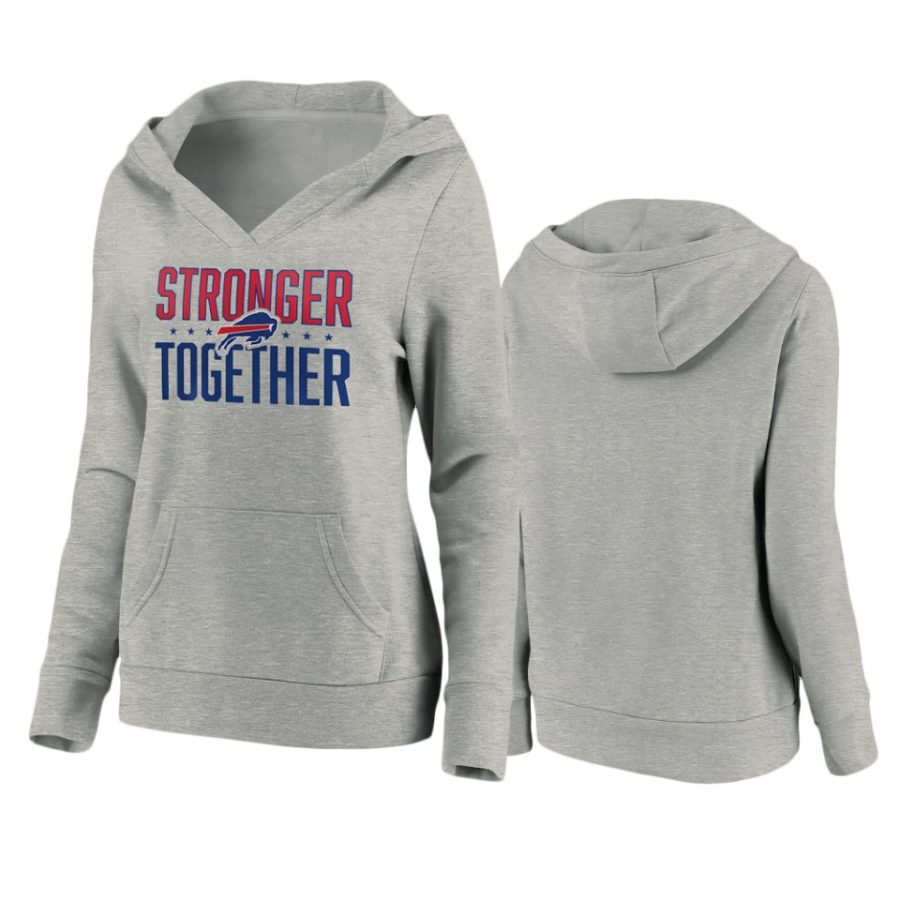 womens bills heather gray stronger together crossover neck hoodie