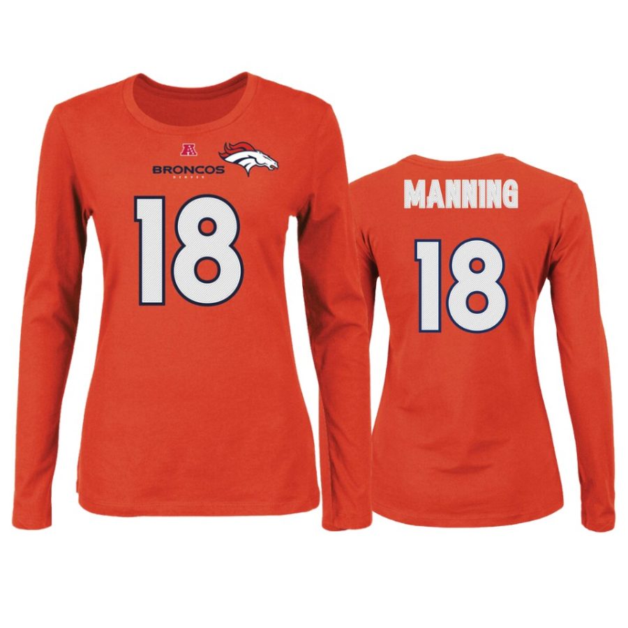 womens broncos peyton manning orange fair catch long sleeve t shirt