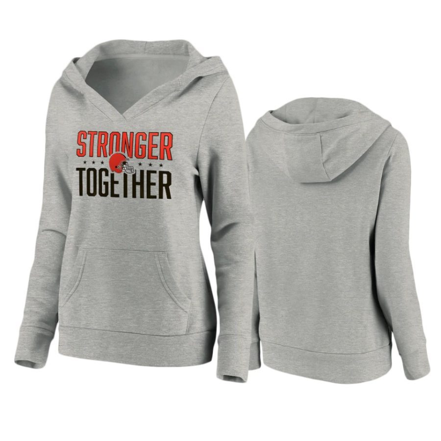 womens browns heather gray stronger together crossover neck hoodie