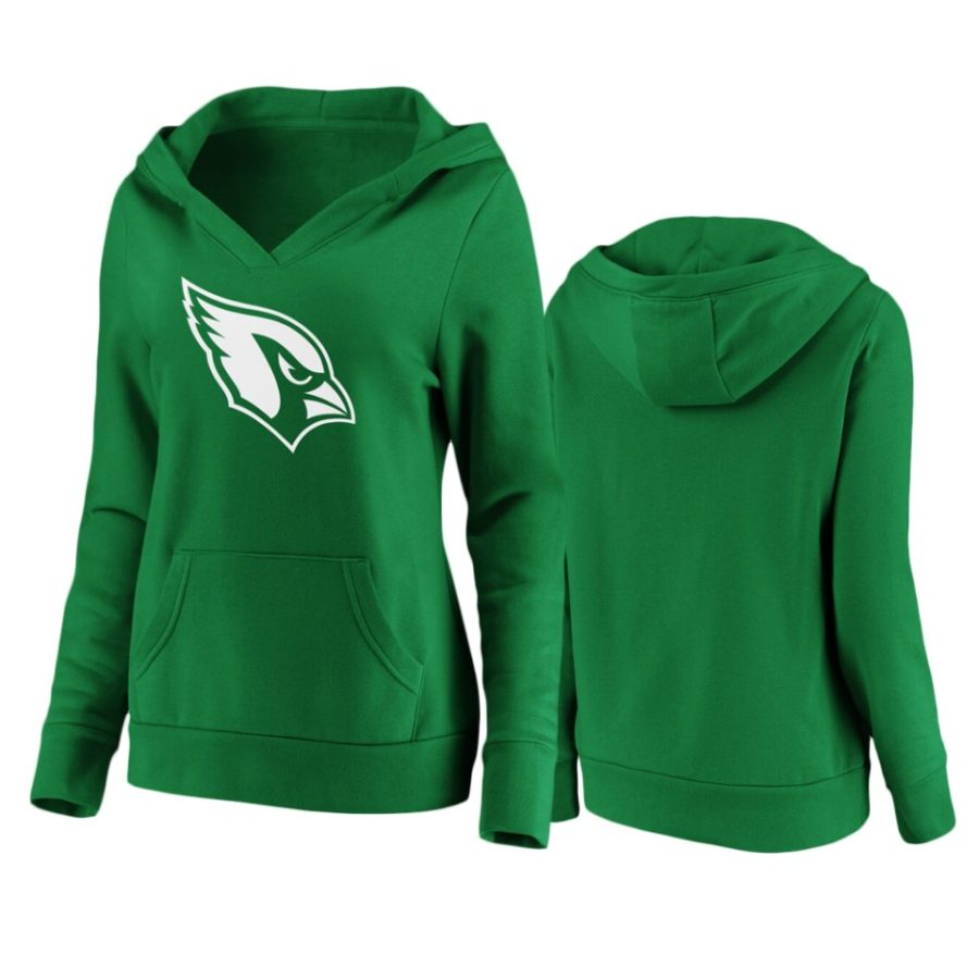 womens cardinals green st. patricks day white logo hoodie