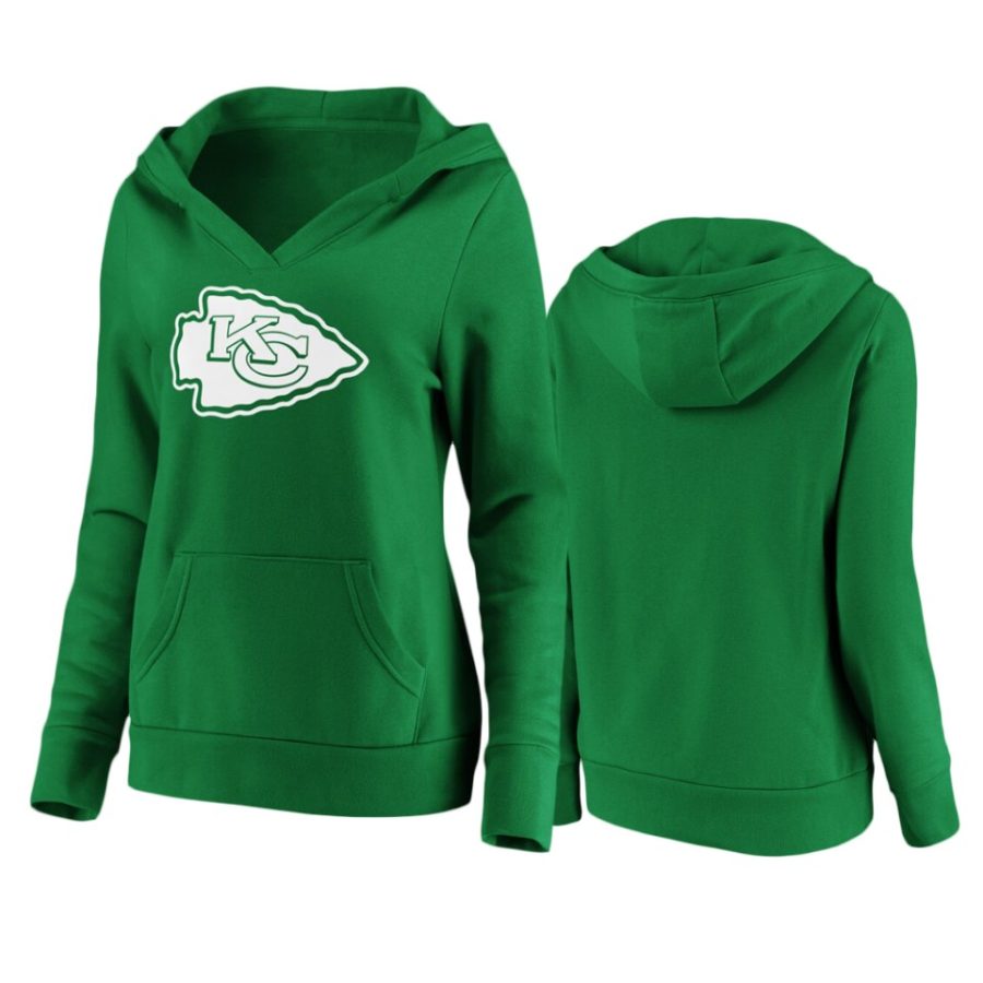 womens chiefs green st. patricks day white logo hoodie