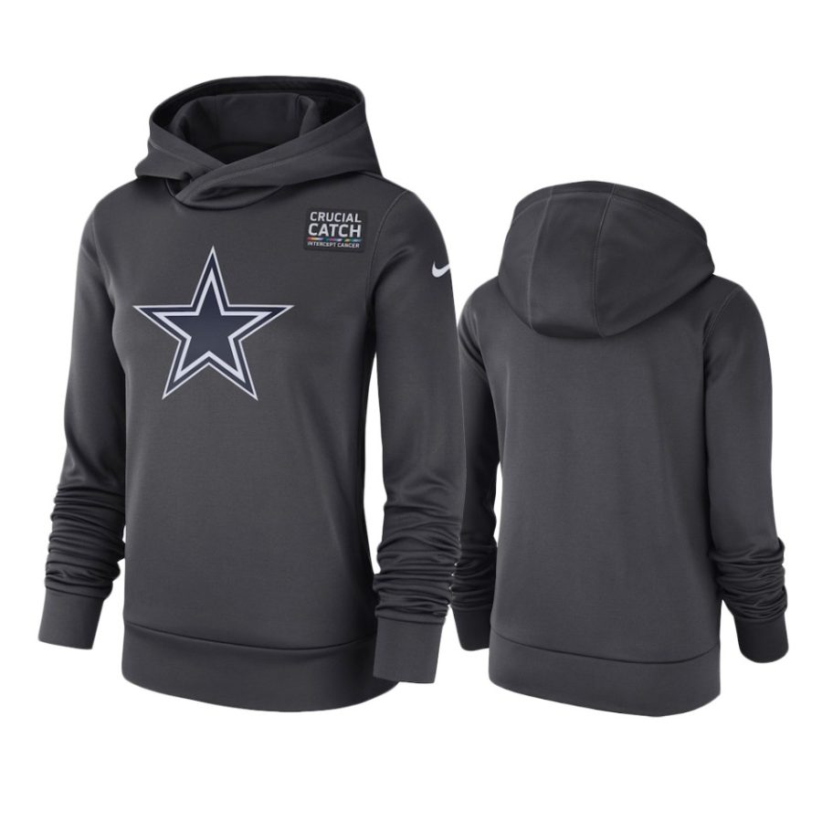 womens dallas cowboys anthracite crucial catch performance hoodie