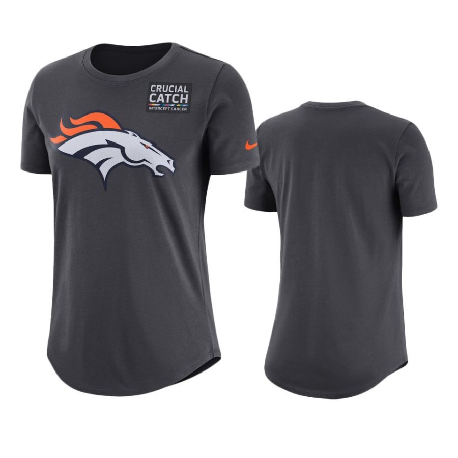 womens denver broncos anthracite crucial catch performance t shirt