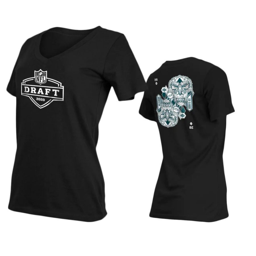 womens eagles black 2020 nfl draft card t shirt