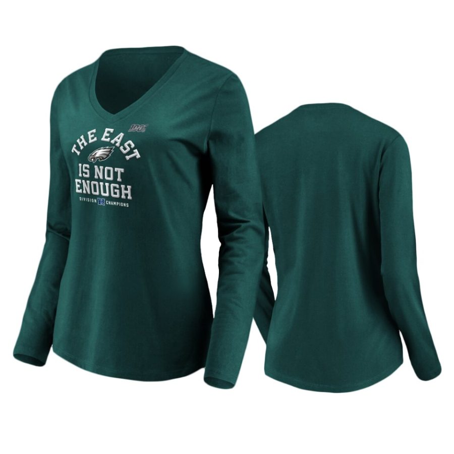 womens eagles midnight green 2019 nfc east division champions cover two long sleeve t shirt