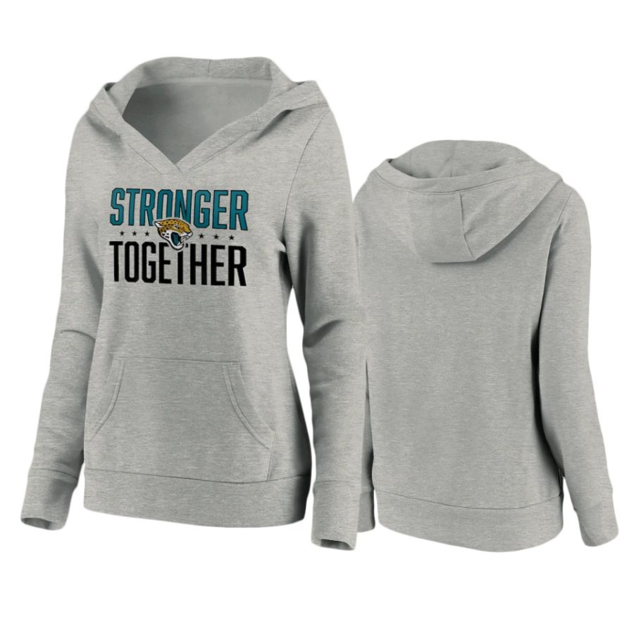 womens jaguars heather gray stronger together crossover neck hoodie