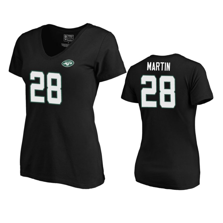 womens jets curtis martin black authentic stack t shirt