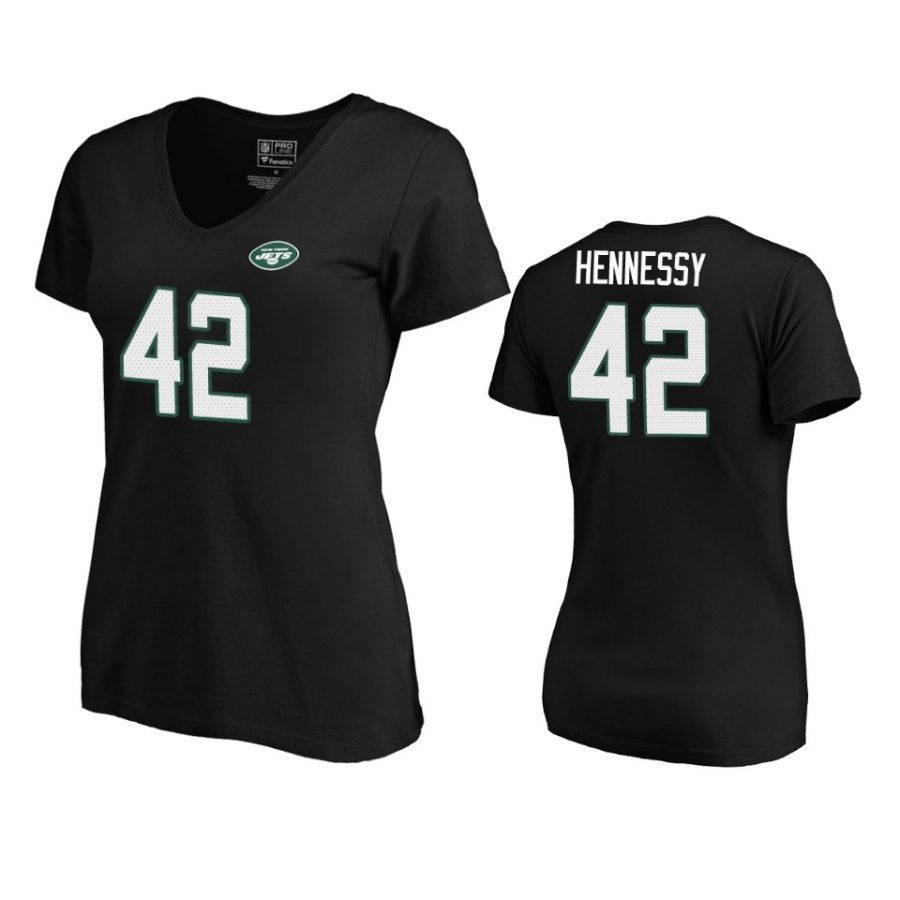 womens jets thomas hennessy black authentic stack t shirt