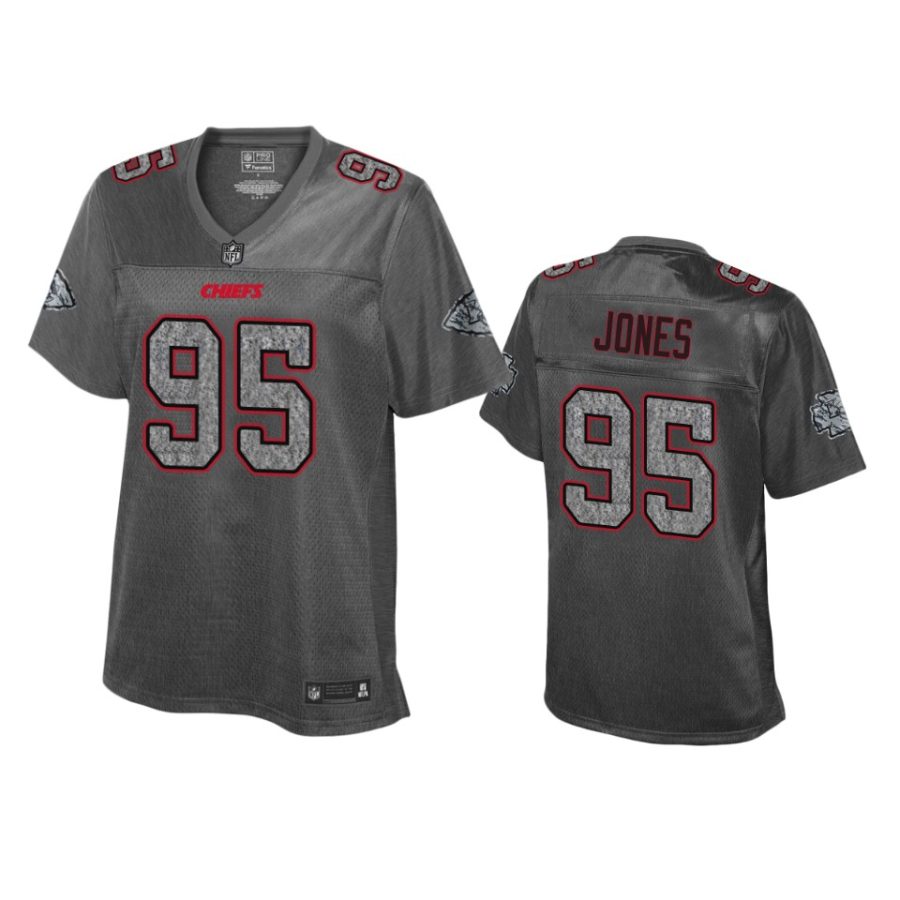 womens kansas city chiefs chris jones heather charcoal static fashion jersey