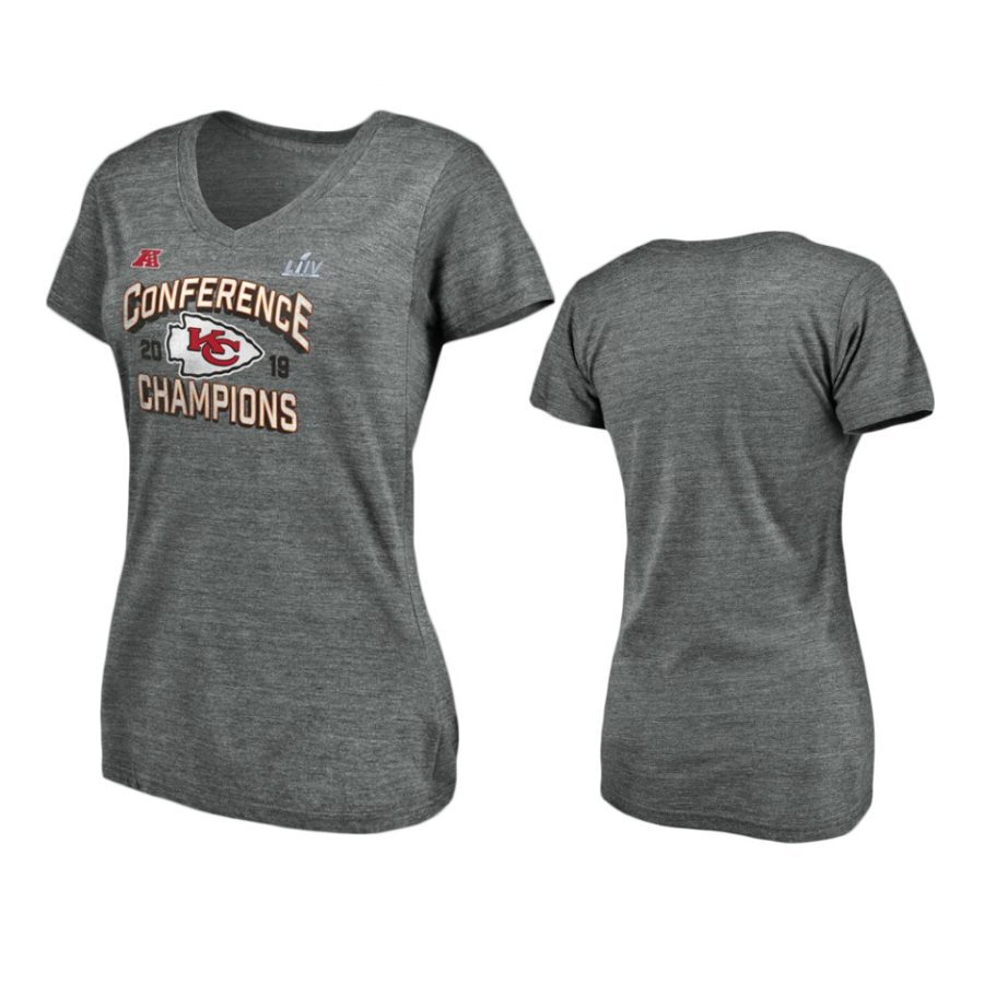 womens kansas city chiefs heather gray 2019 afc champions face mask tri blend t shirt