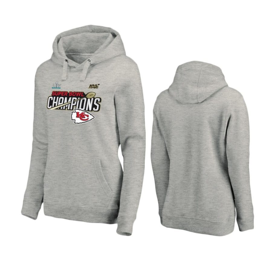 womens kansas city chiefs heather gray super bowl liv champions trophy collection locker room hoodie