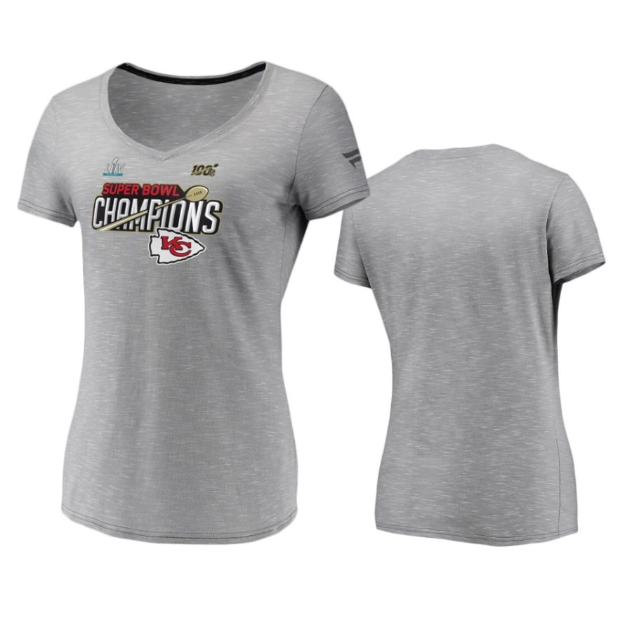 womens kansas city chiefs heather gray super bowl liv champions trophy collection locker room t shirt