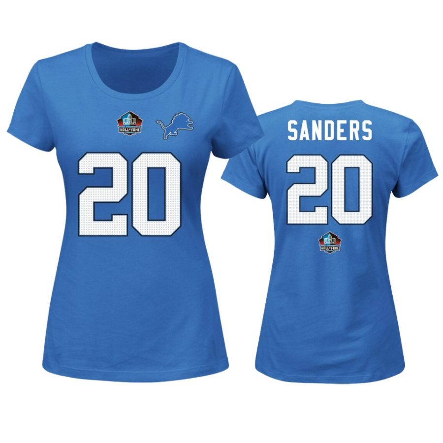 womens lions barry sanders blue hall of fame fair catch t shirt