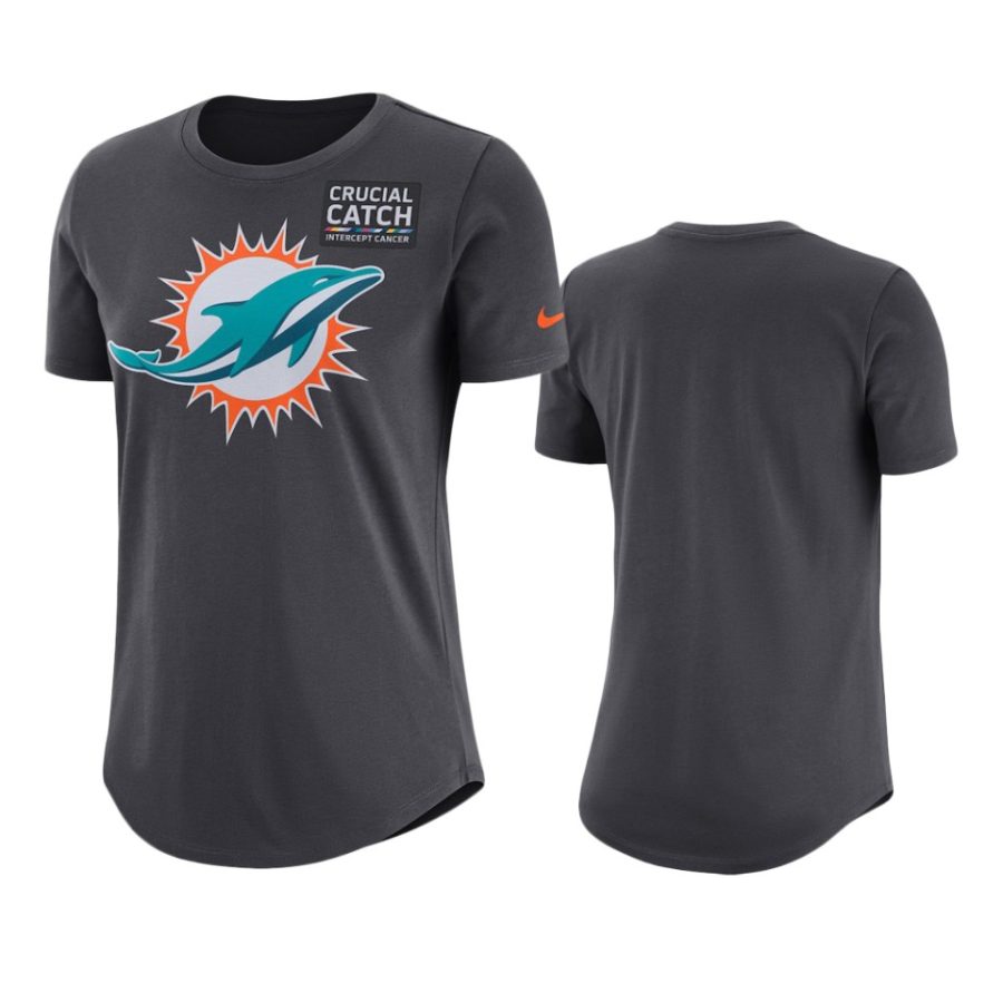 womens miami dolphins anthracite crucial catch performance t shirt