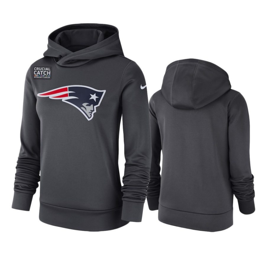 womens new england patriots anthracite crucial catch performance hoodie