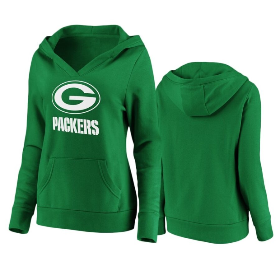 womens packers green st. patricks day white logo hoodie