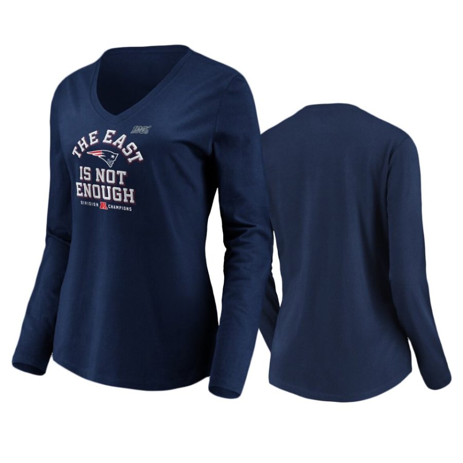 womens patriots navy 2019 afc east division champions cover two long sleeve t shirt