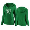 womens raiders green st. patricks day white logo hoodie