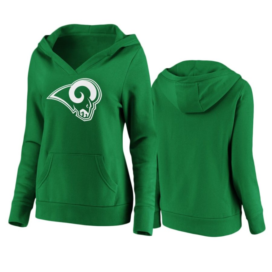 womens rams green st. patricks day white logo hoodie