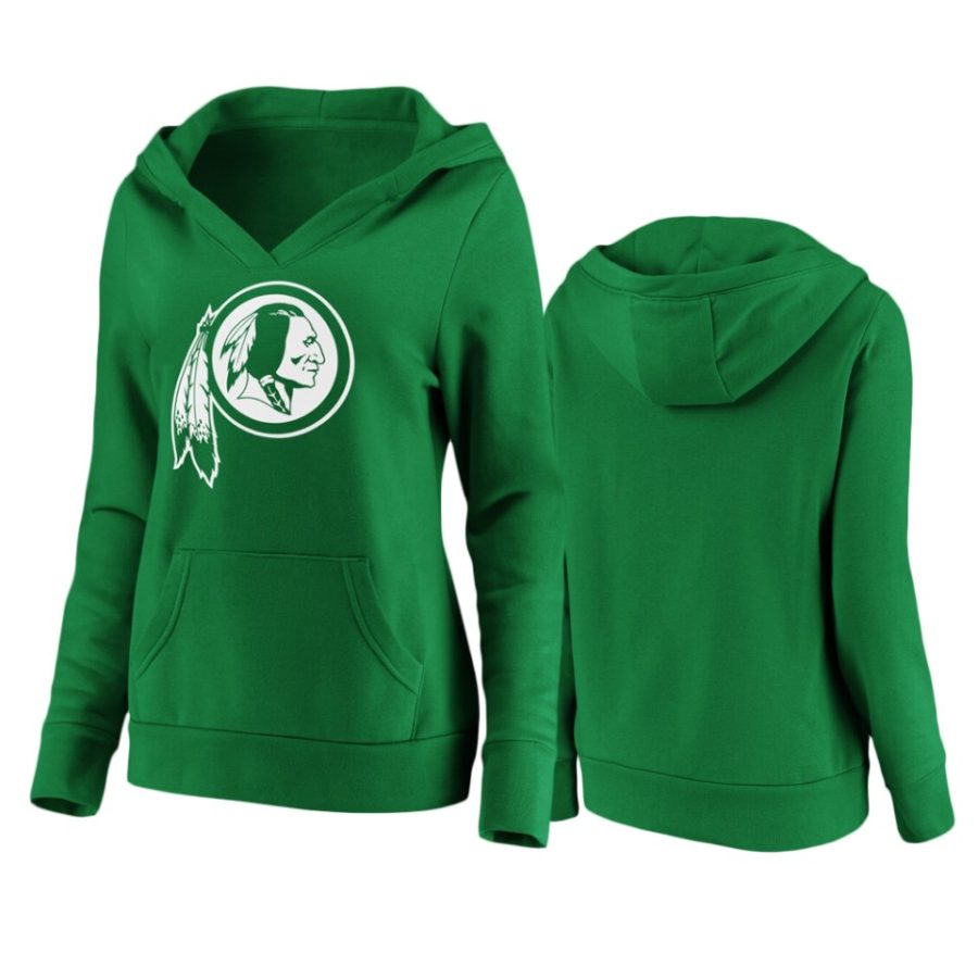 womens redskins green st. patricks day white logo hoodie