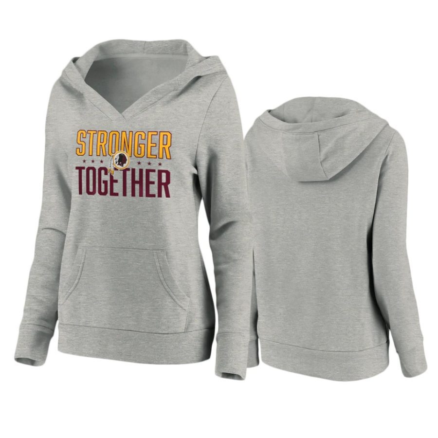 womens redskins heather gray stronger together crossover neck hoodie