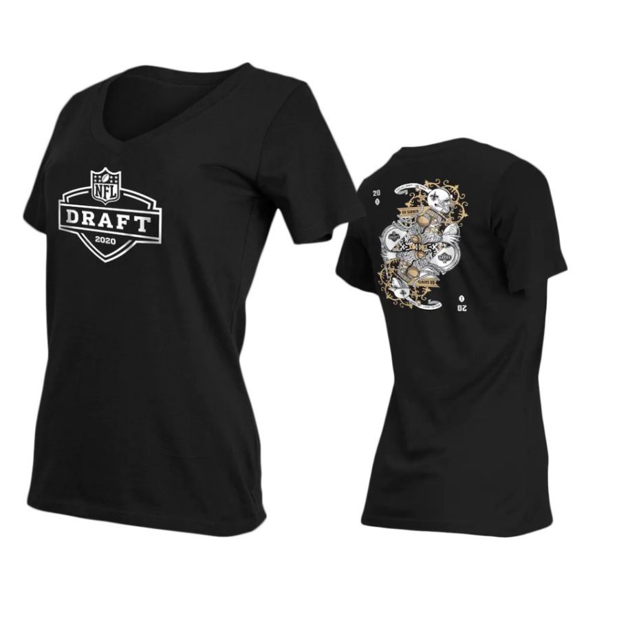 womens saints black 2020 nfl draft card t shirt