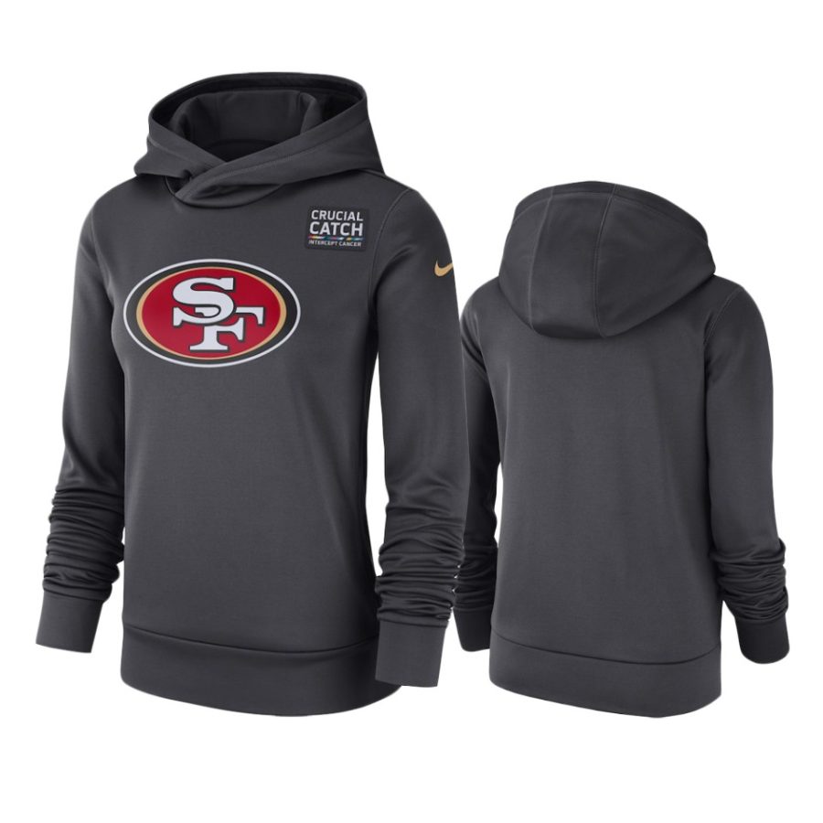 womens san francisco 49ers anthracite crucial catch performance hoodie