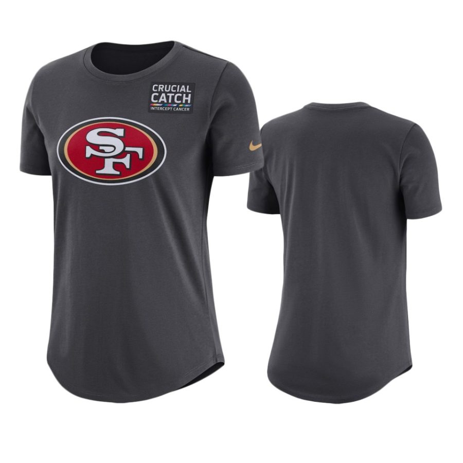 womens san francisco 49ers anthracite crucial catch performance t shirt