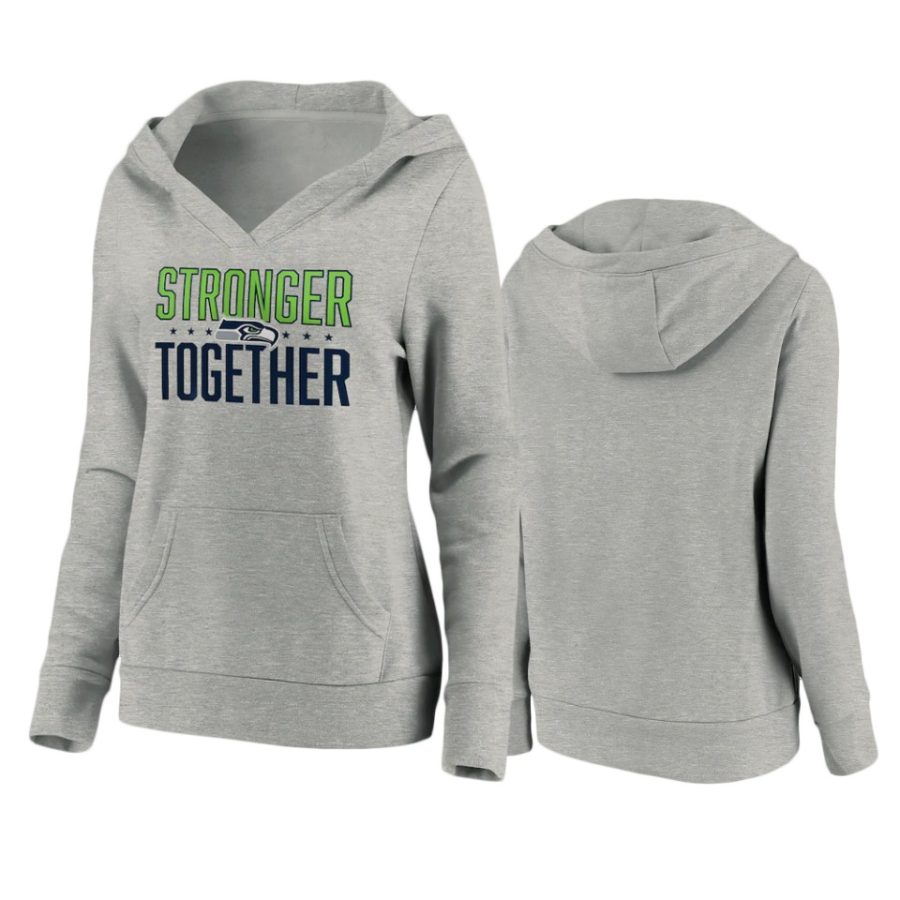 womens seahawks heather gray stronger together crossover neck hoodie