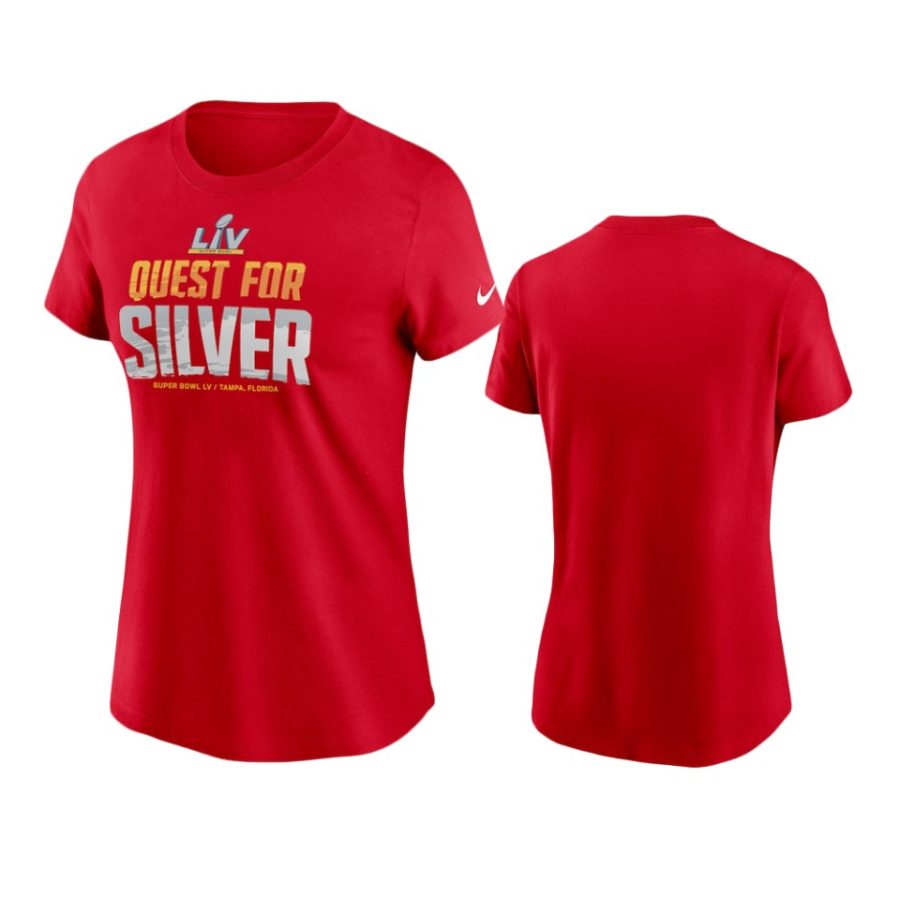 womens super bowl lv red quest for silver t shirt