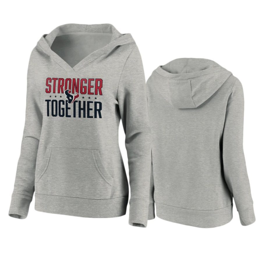 womens texans heather gray stronger together crossover neck hoodie