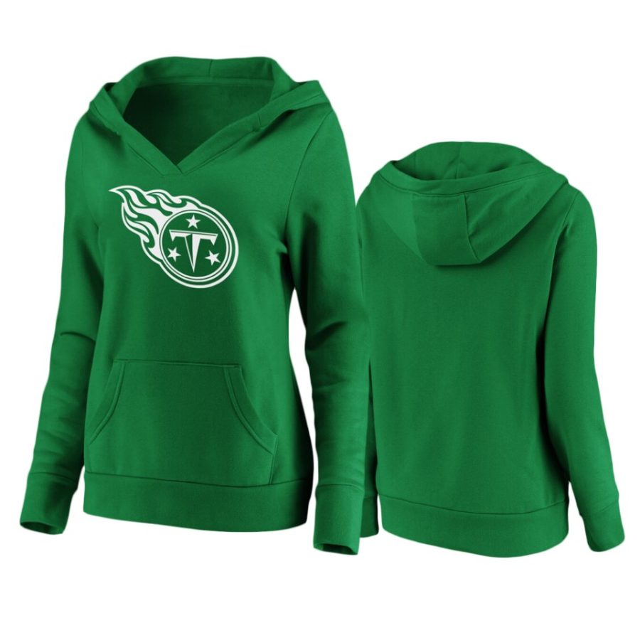 womens titans green st. patricks day white logo hoodie