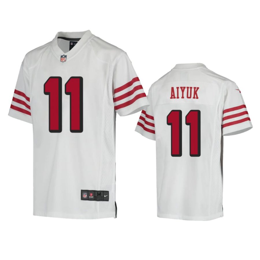 youth 49ers brandon aiyuk color rush game white jersey