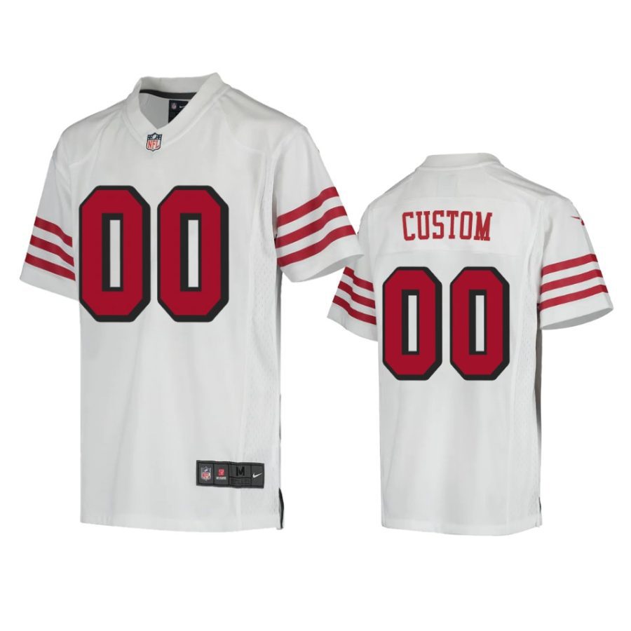 youth 49ers custom color rush game white jersey