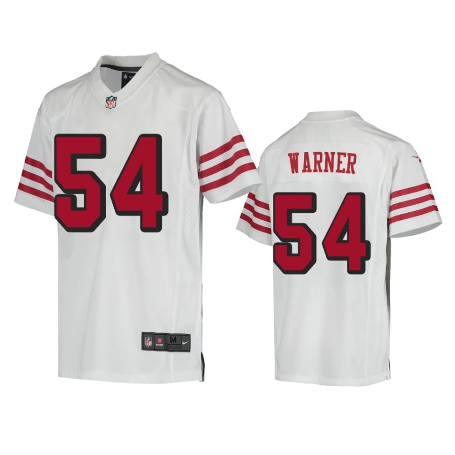 youth 49ers fred warner color rush game white jersey