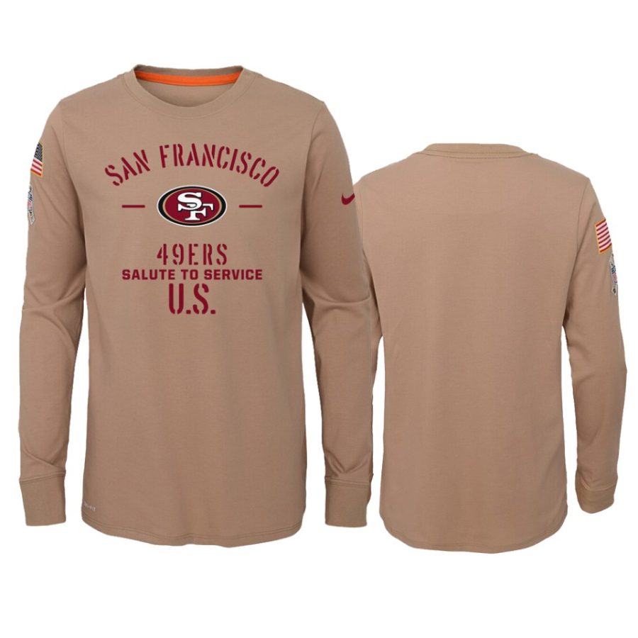 youth 49ers khaki performance 2019 salute to service jersey