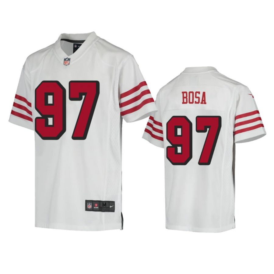 youth 49ers nick bosa color rush game white jersey