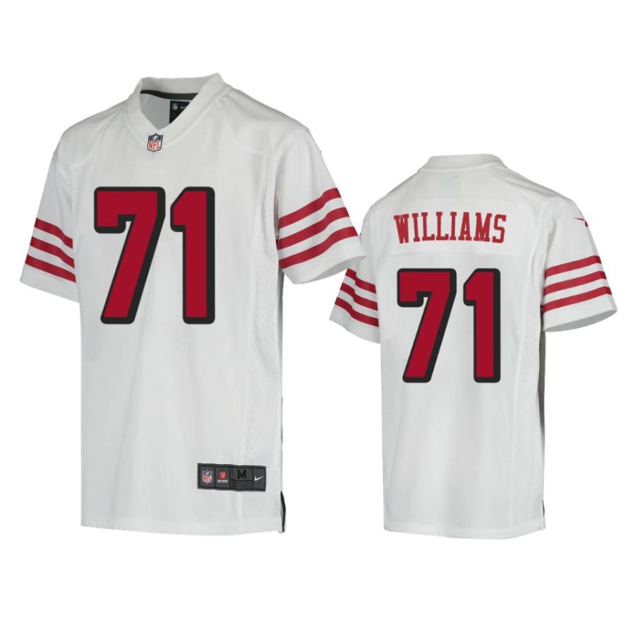 youth 49ers trent williams color rush game white jersey