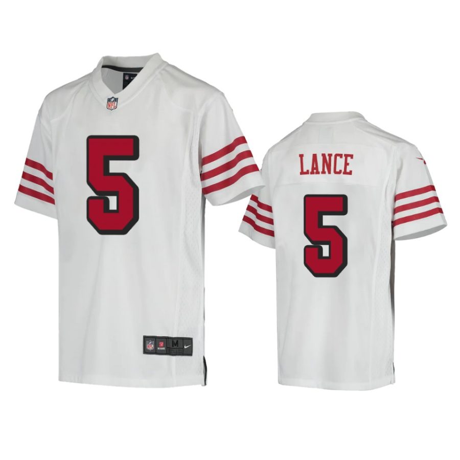 youth 49ers trey lance color rush game white jersey