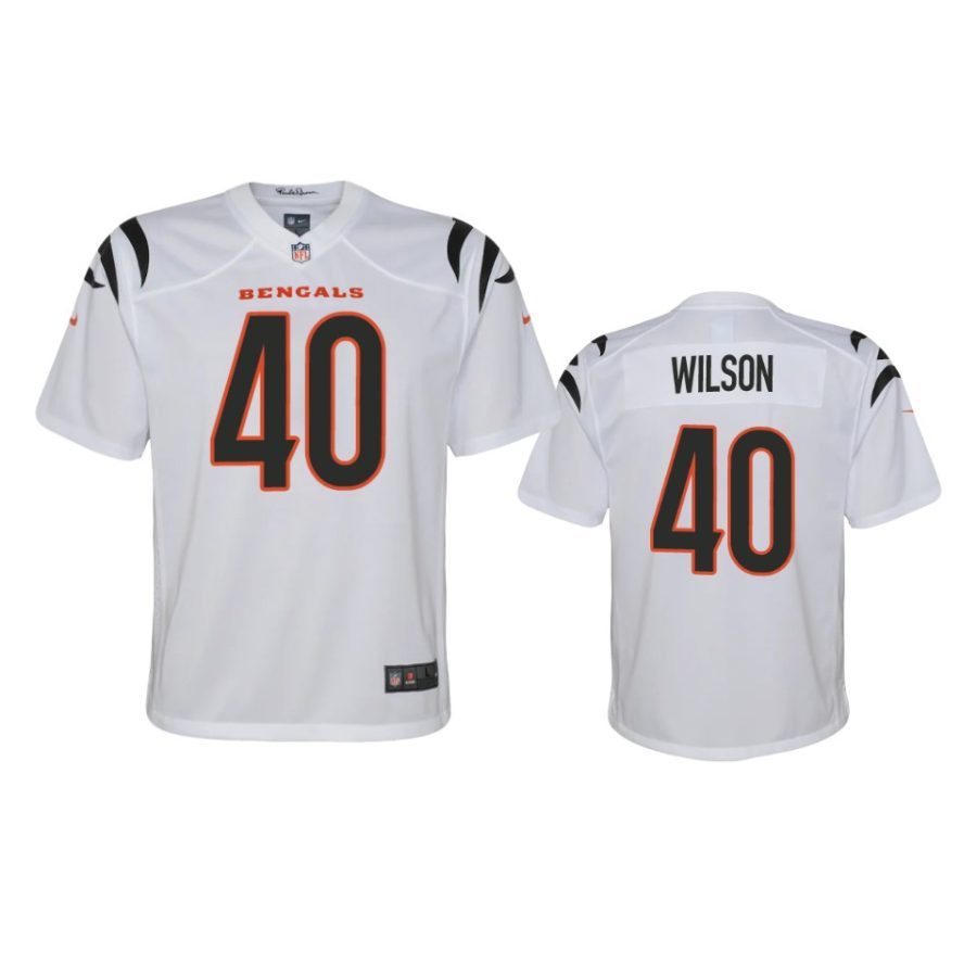 youth bengals brandon wilson white 2021 game jersey